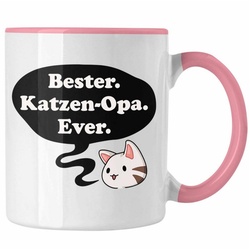 Trendation Tasse Trendation – Lustige Tasse Opa Geschenke Großvater Vatertag Geburtstag Kaffeetasse mit Spruch für Opa Katzen Katzenbesitzer rosa