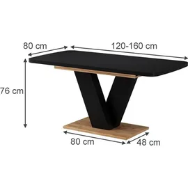 Vicco Fenaro 120 x 77,4 x 80 cm Schwarz/Eiche