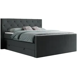 MKS boxspringbett KING VELEN 160/200 Dunkelgrau Struktur - H3