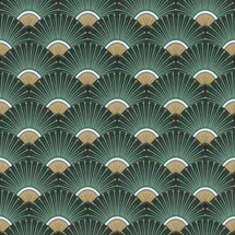 Rasch Textil Vliestapete Art-Deco 10 m x 0,53 m 0 g Grün/Gold 637618