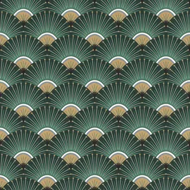 Rasch Textil Vliestapete Art-Deco 10 m x 0,53 m 0 g Grün/Gold 637618
