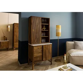 MASSIVMOEBEL24.DE Buffet 80 x 45 x 180 cm Braun Geölt/Weiß