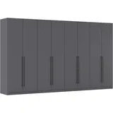 Kleiderschrank RAUCH "Drehtürenschrank Schrank Garderobe Wäscheschrank Schlafzimmer AVOLA", grau (graumetallic), B:360cm H:210cm T:54cm, Holzwerkstoff, Schränke, Kleiderschrank, mit hochwertigen Stangengriffen in Schwarz aus Metall MADE IN GERMANY, Topseller