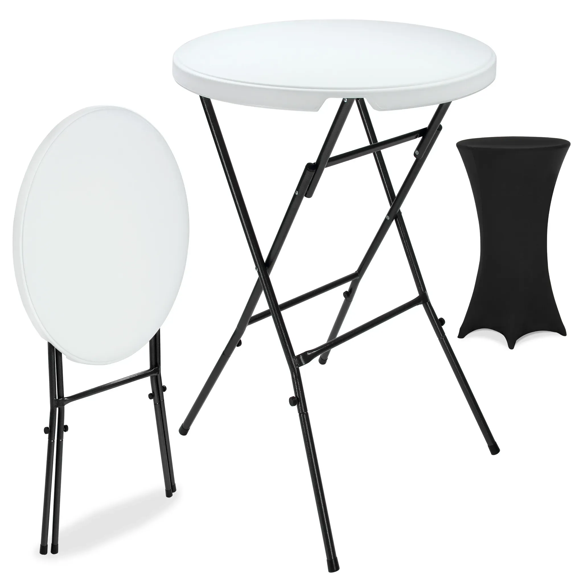 Bar table white Ø72cm + bar table cover black Ø70cm