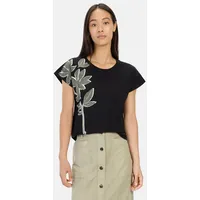 CAMEL ACTIVE T-Shirt mit Blumenprint aus Baumwolle in Schwarz
