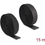 Delock Strapazierfähiges Klettband mit Haft- und Flauschband L 15 m x B 50 mm schwarz