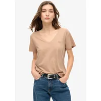Superdry Studios Slub Embroidered Vee Kurzarm-T-Shirt Light Taupe S