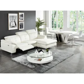 vente-unique Ecksofa aus Büffelleder – elfenbeinfarben – rechter Winkel