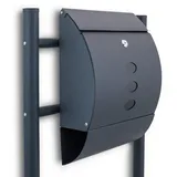 BITUXX Standbriefkasten mit Zeitungsrolle Halbrund Dunkelgrau
