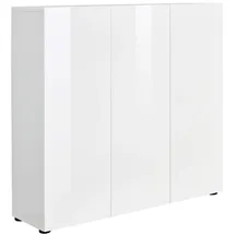 home24 Mister Bianco 120 x 115 x 34 cm hochglänzend weiß / weiß