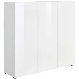 home24 Mister Bianco 120 x 115 x 34 cm hochglänzend weiß / weiß