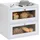 Relaxdays Brotkasten Bambus, 2 Etagen, Brotlade mit Sichtfenstern, Klapptüren, HBT: 34 x 36,5 x 24 cm, Brotbox, weiß