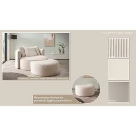 LeGer Home by Lena Gercke XXL-Sessel "ISALIE, Rundsessel mit Hocker, Lesesessel, Loveseat, Big-Sessel", lila (hellflieder), B:153cm H:98cm T:208cm, LEGER HOME BY LENA GERCKE, Sessel, XXL-Sessel, trendige Stoffe, 3 Zierkissen, große Sitzfläche, Cord, Samt, Bouclé