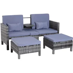 Outsunny Gartenmöbel-Set Polyrattan, Metall, Polyester