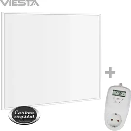 Viesta Viesta® CF Infrarotheizung 60×60 cm 360 W mit Thermostat – Carbon Crystal Heizpaneel für Wand, Decke – Kassettendecken – Weiß