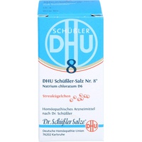 DHU Schüßler-Salz Nr. 8 Natrium chloratum D6 Streukügelchen – Das Mineralsalz des Flüssigkeitshaushalts – das Original – umweltfreundlich im Arzneiglas, 10 g Globuli, 10 g Globuli