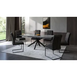 Hela Ausziehtisch in Marmoroptik grau matt