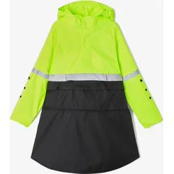 Fahrrad Regenponcho Sichtbarkeit Tag und Nacht Kinder schwarz/neongelb fluoreszierendes Gelbgrün 123-140cm 7-9J