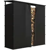 Outsunny Kaminholzregal 185 x 62 x 184 cm Brennholzregal mit wasserdichter Abdeckung, Feuerholzregal für Outdoor, Indoor, bis 2000 kg,