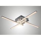 Trango LED Deckenleuchte *STRAIGHT* 4-flammig 4x 5 Watt LED Modul 3000K warm-weiß Nickel matt & Chrom