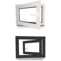 Kellerfenster - Kunststofffenster - Fenster - 3 fach Verglasung - innen Weiß/außen anthrazit - BxH: 1000 mm x 450 mm - DIN Links