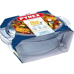 PYREX Borosilikat Glas Bräter oval 4,5 Liter mit Deckel - transparent