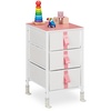 Kommode, Kinder, 3 Stoffschubladen, HxBxT: 61,5 x 40,5 cm, Schubladenschrank mit Metallgestell, weiß/rosa