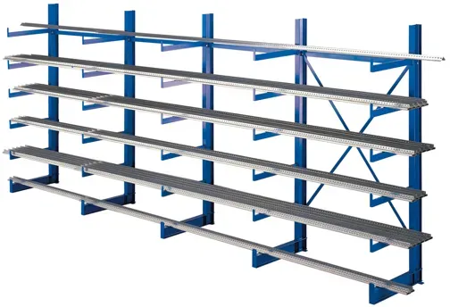 K 1000 Kragarmregal-Set, einseitig, 2000 x 5000 x 500, RAL 5010 enzianblau