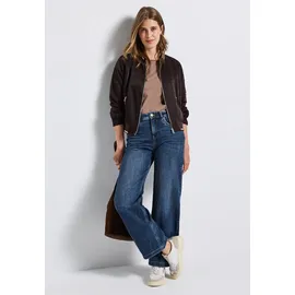 STREET ONE "QR Denim-Wide Leg", Damen, Gr. 26, Länge 30, mid blau soft washed, Jeans 79% Baumwolle, 15% Polyester, 4% Elastomultiester, 2% Elasthan, unifarben, lang, Jeans, mit Stretch, Topseller