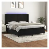 vidaXL Boxspringbett mit Matratze & LED Schwarz 180x200 cm Samt
