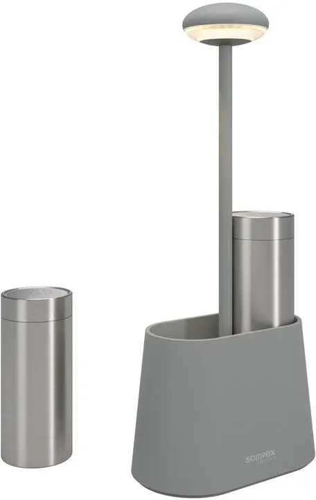 Sompex Akku-Tischleuchte Heureca Aluminium Grau
