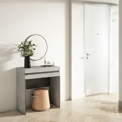 SKRAUT HOME Flurkonsole, Konsole für den Eingangsbereich, Möbel für den Eingangsbereich, 70x35x75 cm, mit Schublade, mit Stauraum, Zementgrau - 478_1