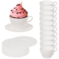Awleynz Silikon-Muffinförmchen, 20-teiliges Silikon-Teetassen-Set, wiederverwendbare Silikon-Cupcake-Backförmchen, ofenfest, Backförmchen für Party, Weihnachten, Geburtstag, Nachmittagstee, 10 Tassen