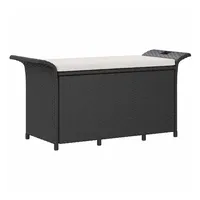 VidaXL Gartenbank mit Kissen Schwarz 116x46x57 cm Poly Rattan