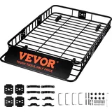 Vevor Dachgepäckträger Korb Auto Dachkorb Universal 1630 x 990 x 152 mm, Dachgepäckträger Wanne 90 kg Tragfähigkeit Relingträger Fracht Gepäckablage Schwarz für Camping, Grillen, Autoreisen
