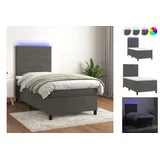 vidaXL Boxspringbett mit Matratze & LED Dunkelgrau 100x200 cm Samt