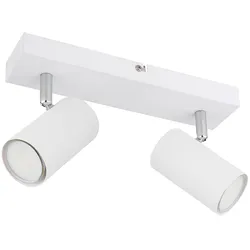 Deckenleuchte Spot 2 flammig Deckenstrahler weiß Deckenlampe Wohnzimmer mit schwenkbaren Strahlern, Metall, 2x GU10, LxBxH 26x6x12