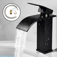7MAGIC Wasserhahn Bad Wasserfall Waschbecken Waschtischarmatur Einhebelmischer Bad-WC-Mischbatterie Schwarz