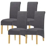 Leorate Stretch-Stuhlhussen für Esszimmer, Hotel, Fleecestoff, groß, 2er-Pack, 4er-Pack, 6 Stück (1 beige, 4 Stück) (grau, 4 Stück)