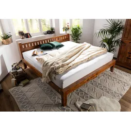 MASSIVMOEBEL24.DE Bett Akazie 180x200x90 honig lackiert Oxford 223