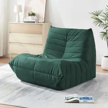 [en.casa] Bodensessel Kodsø Cord 90 x 75 x 100 cm Grün mit Hocker