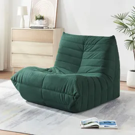 [en.casa] Bodensessel Kodsø Cord 90 x 75 x 100 cm Grün mit Hocker
