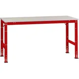 Manuflex AU4121.3003 Arbeits-Grundtisch UNIVERSAL Standard mit Melaminplatte, BxTxH = 2000 x 1000 x 760-870mm Rubin-Rot