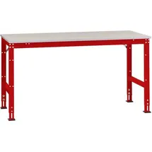 Manuflex AU4121.3003 Arbeits-Grundtisch UNIVERSAL Standard mit Melaminplatte, BxTxH = 2000 x 1000 x 760-870mm Rubin-Rot