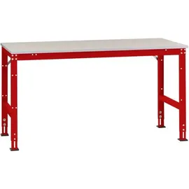 Manuflex AU4121.3003 Arbeits-Grundtisch UNIVERSAL Standard mit Melaminplatte, BxTxH = 2000 x 1000 x 760-870mm Rubin-Rot