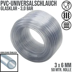 3 x 6 mm PVC Luft Filter Wasser Universal Labor Aquarium Terrarium Schlauch klar...