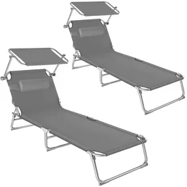 Tectake Chloé 2er Set Gartenliege 190 x 68 x 65 cm Grau
