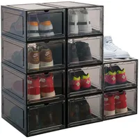 PAIDE P Schuhboxen organizer 10er Pack. Transparent Schuhaufbewahrung für Sneakers und Turnschuhe. Schuhe Schrank für die Aufbewahrung. Schuhschubladen. Sneaker-Austeller. (Schwarz)