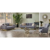 Villa Möbel Polstergarnitur Aurelia, (Set, Set besteht aus: 2 Sitzer+2 Sitzer+Sessel), Hand Made Quality, pflegeleichter Mikrofasersamtstoff blau