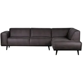 Woood Ecksofa Statement in Lederoptik, modern und komfortabel, rechts, Grau, mit Bonell-Federkern